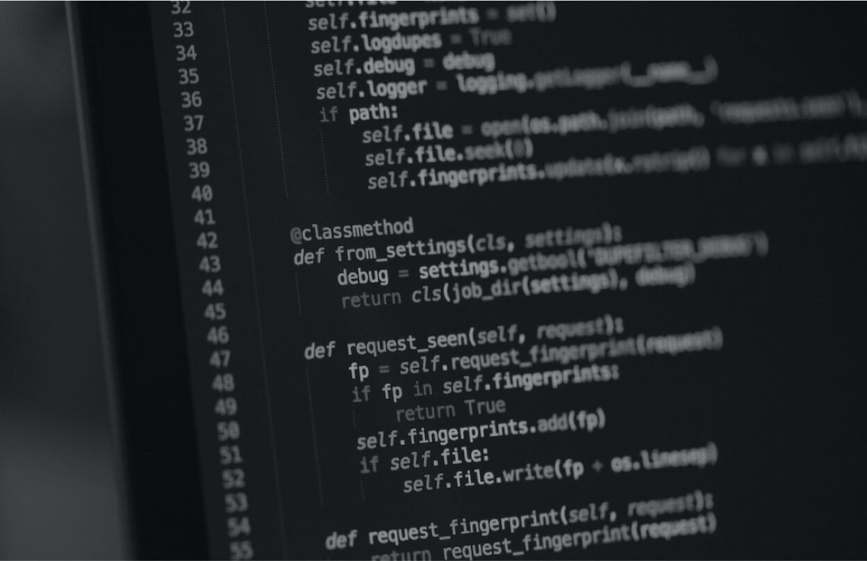 Source code on a dark editor