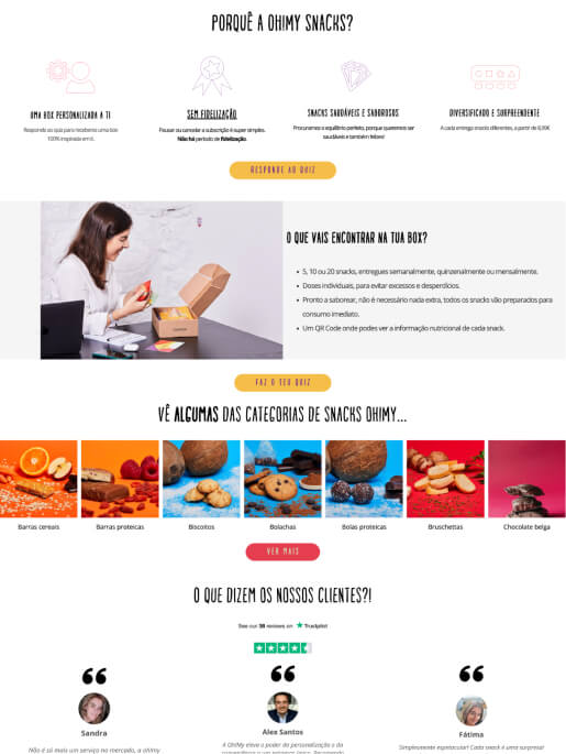 Subscription website template with a product grid